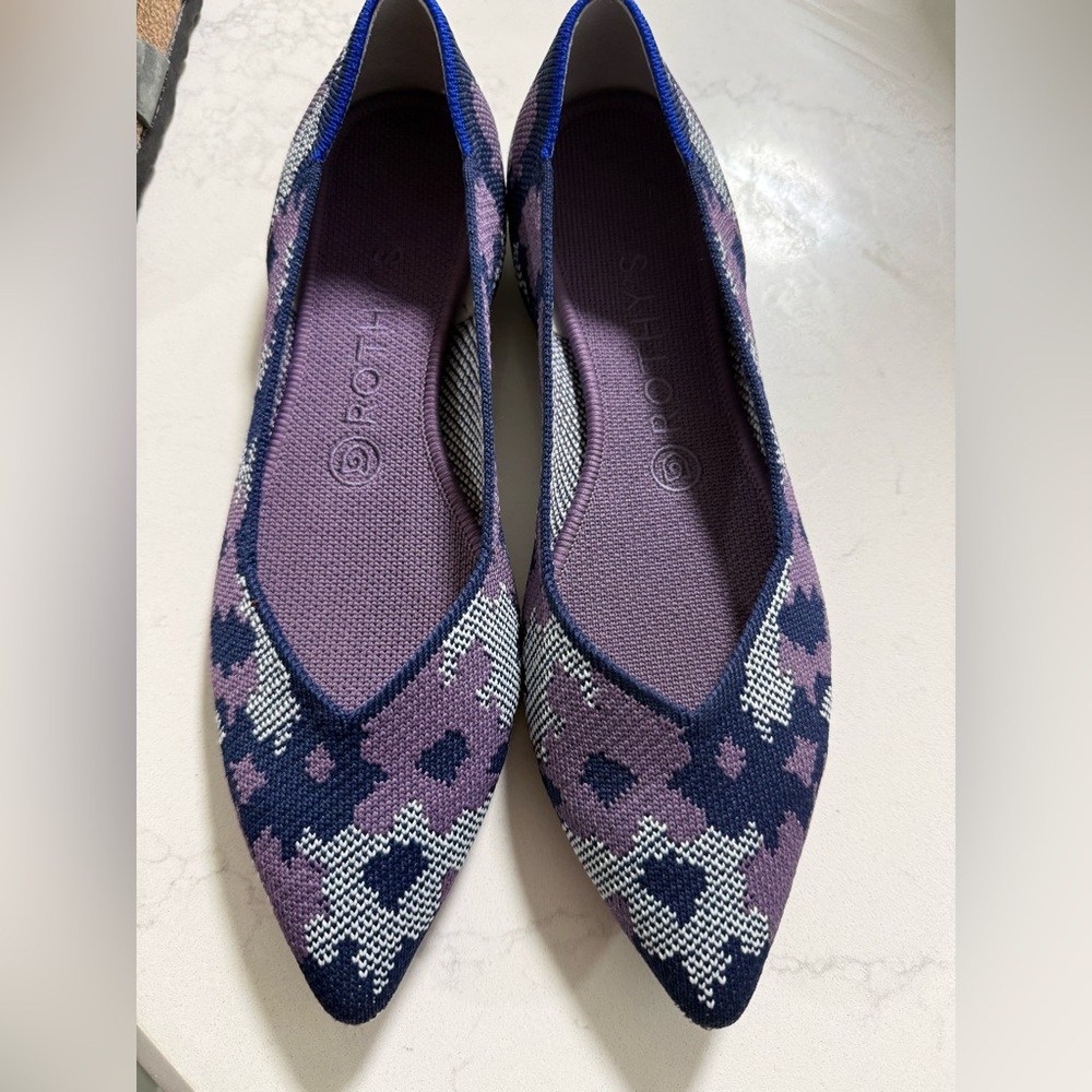 Rothy's Women's Patterned Purple and Navy Flats